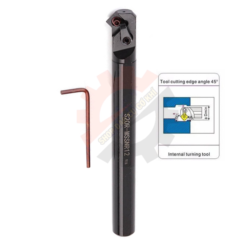 Cán dao tiện chạy ngoài, móc lỗ dùng để lắp mảnh SN12/SNMG12 đầy đủ hướng và kích thước