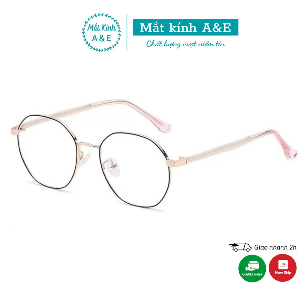 Gọng kính cận nam nữ AMIE Eyewear mắt kính đa giác gọng kim loại bọc nhựa giảm đau tai thiết kế đơn giản thời trang 3055