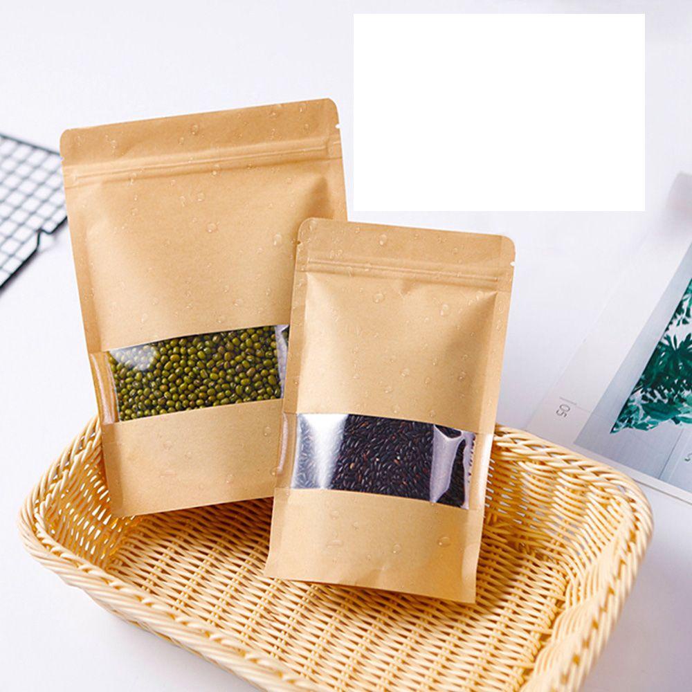 Set 50 Túi Giấy Kraft Đựng Hạt Cà Phê / Thực Phẩm Khô Đứng