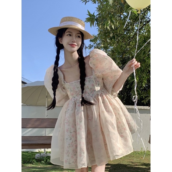 ĐẦM BABYDOLL VOAN HOA TAY BỒNG ULZZANG CUTE