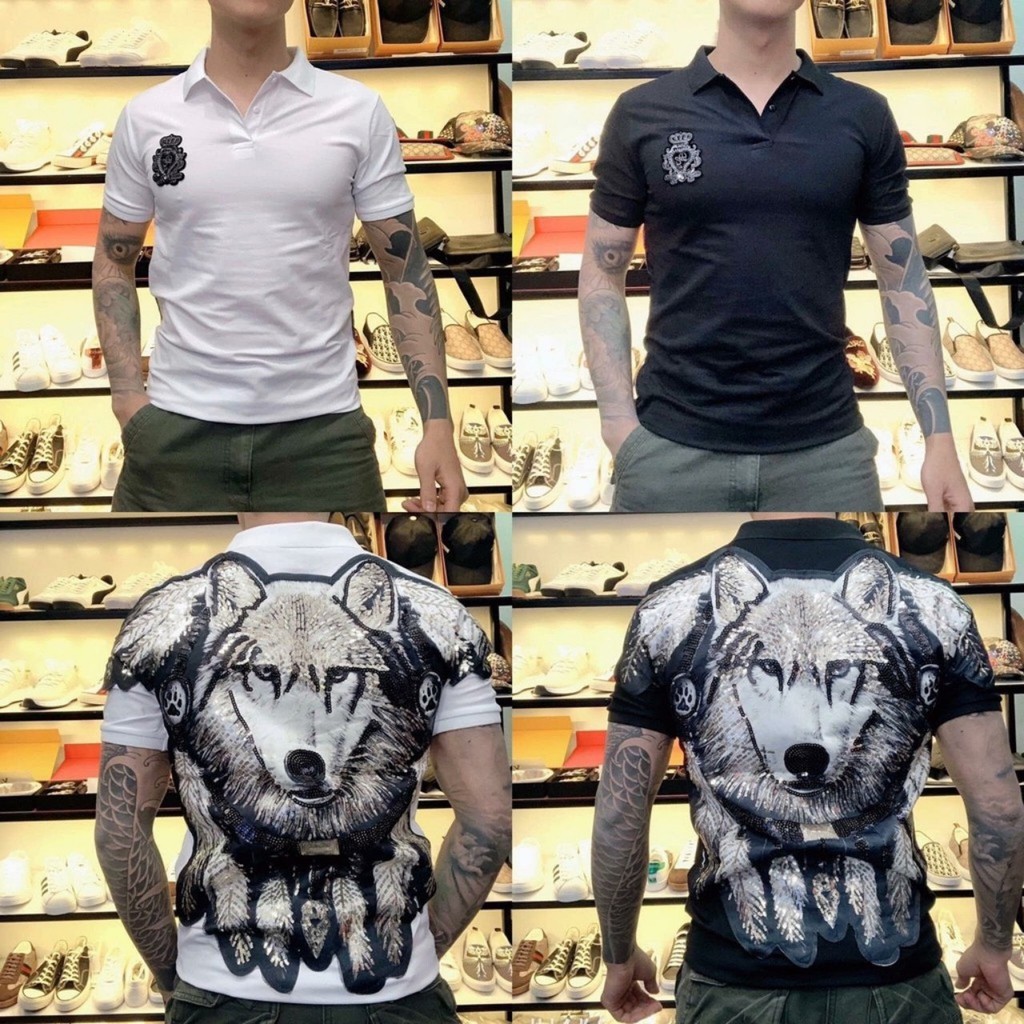 Áo Thun Cổ Trụ Đính Kim Sa (chất cotton 100% vải cực mát) | BigBuy360 - bigbuy360.vn