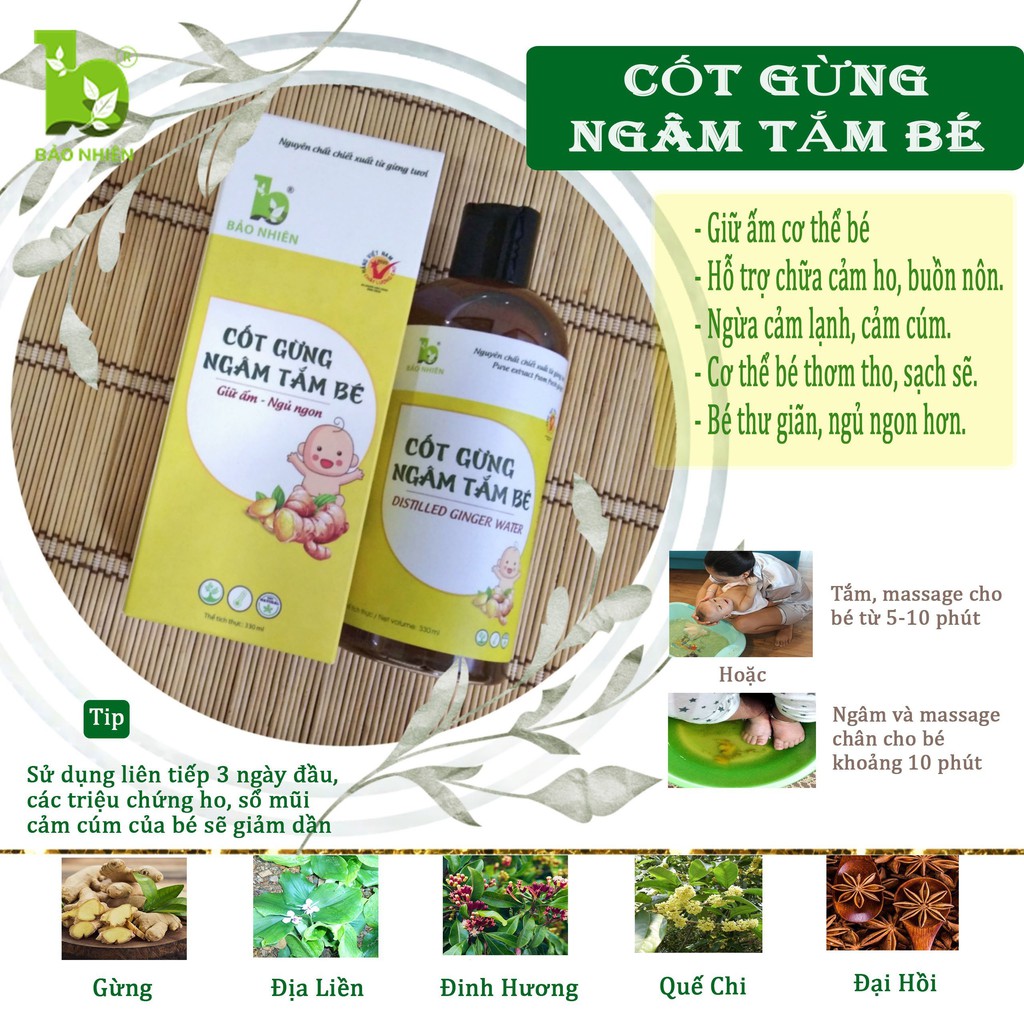 Cốt gừng ngâm tắm bé