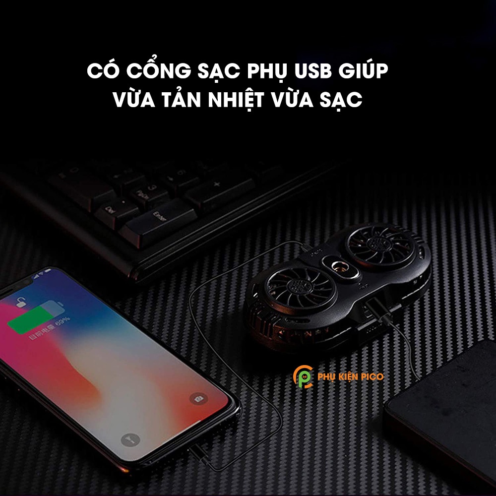 Tản nhiệt điện thoại Livestream quay video Tiktok quạt sò lạnh kép AH102, tản nhiệt chơi game hỗ trợ chân đế giá đỡ