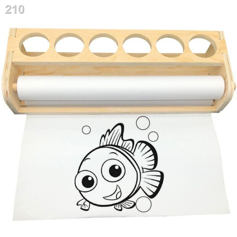Giá vẽ trẻ em máy tính để bàn bằng gỗ rắn cuộn giấy mẫu giáo bộ công cụ tranh