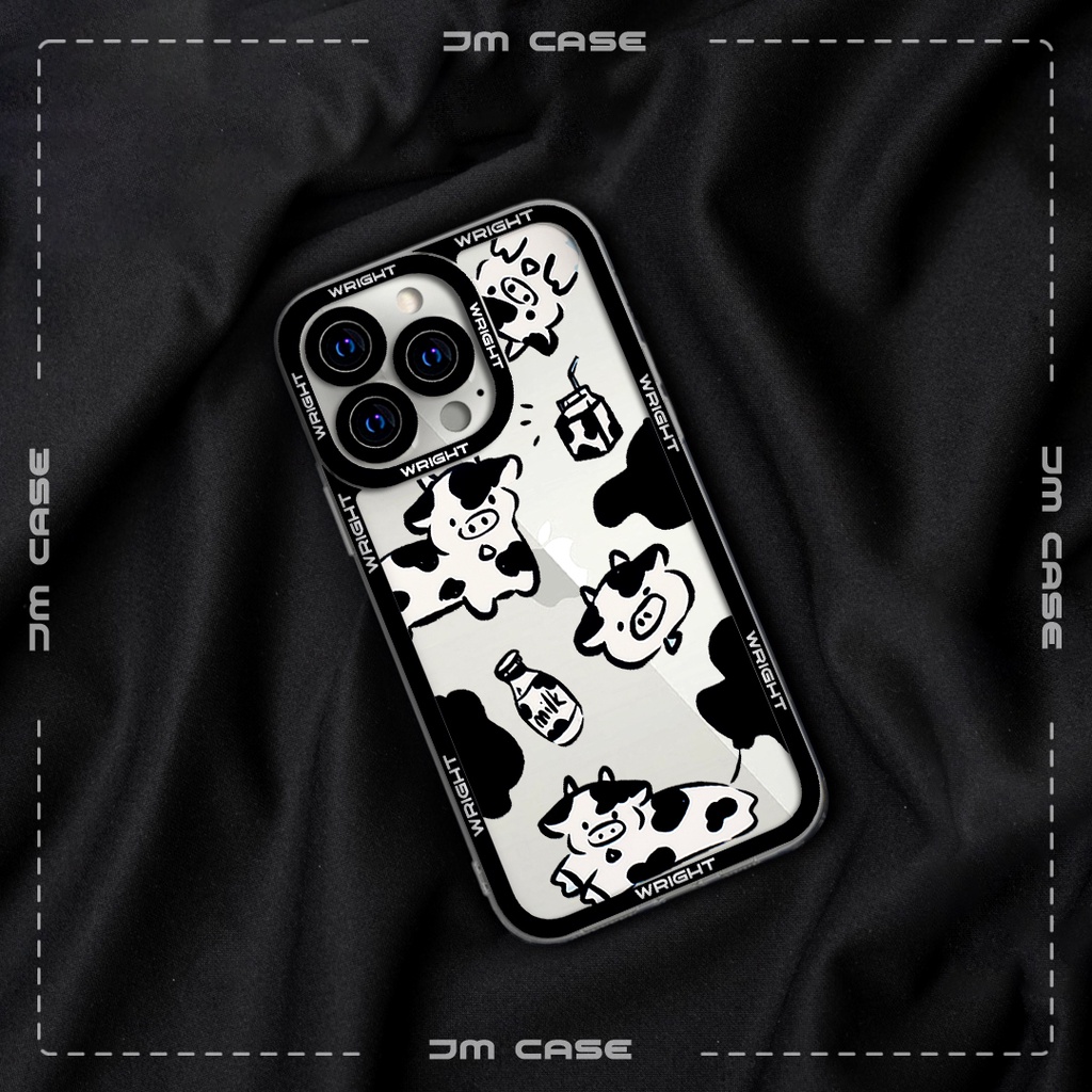 Ốp lưng iphone cạnh vuông Bò sữa đáng yêu Wrightcase 6plus/7/8/8plus/x/xs/11/12/pro/max/plus/promax