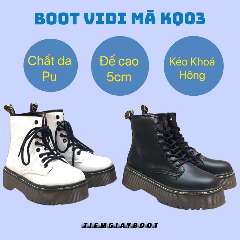 BOOT KÉO KHÓA ⚡FREESHIP⚡CHERRY BOOT -KQ03 đế 5cm onfeet cực xinh (Full Box Logo Tiệm Giày Boot)