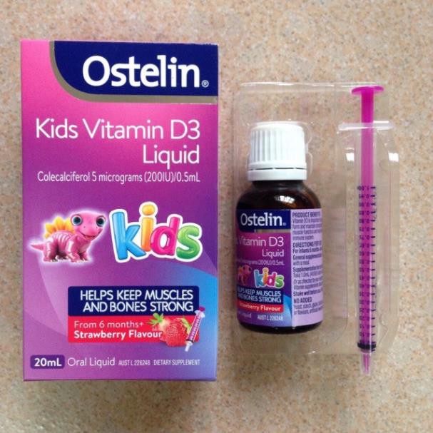 Vitamin D3 Ostelin Liquid 20ml, Giúp ngăn ngừa thiếu vitamin D khi chế độ ăn uống không đủ