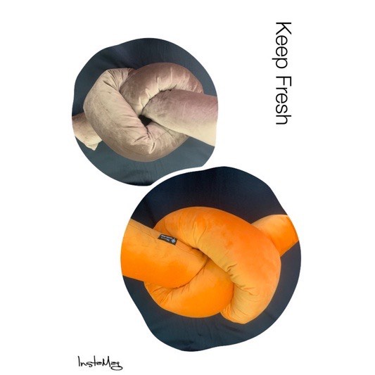 Gối trang trí thắt nút hình Quẩy vải nhung lụa nhiều màu cá tính decor