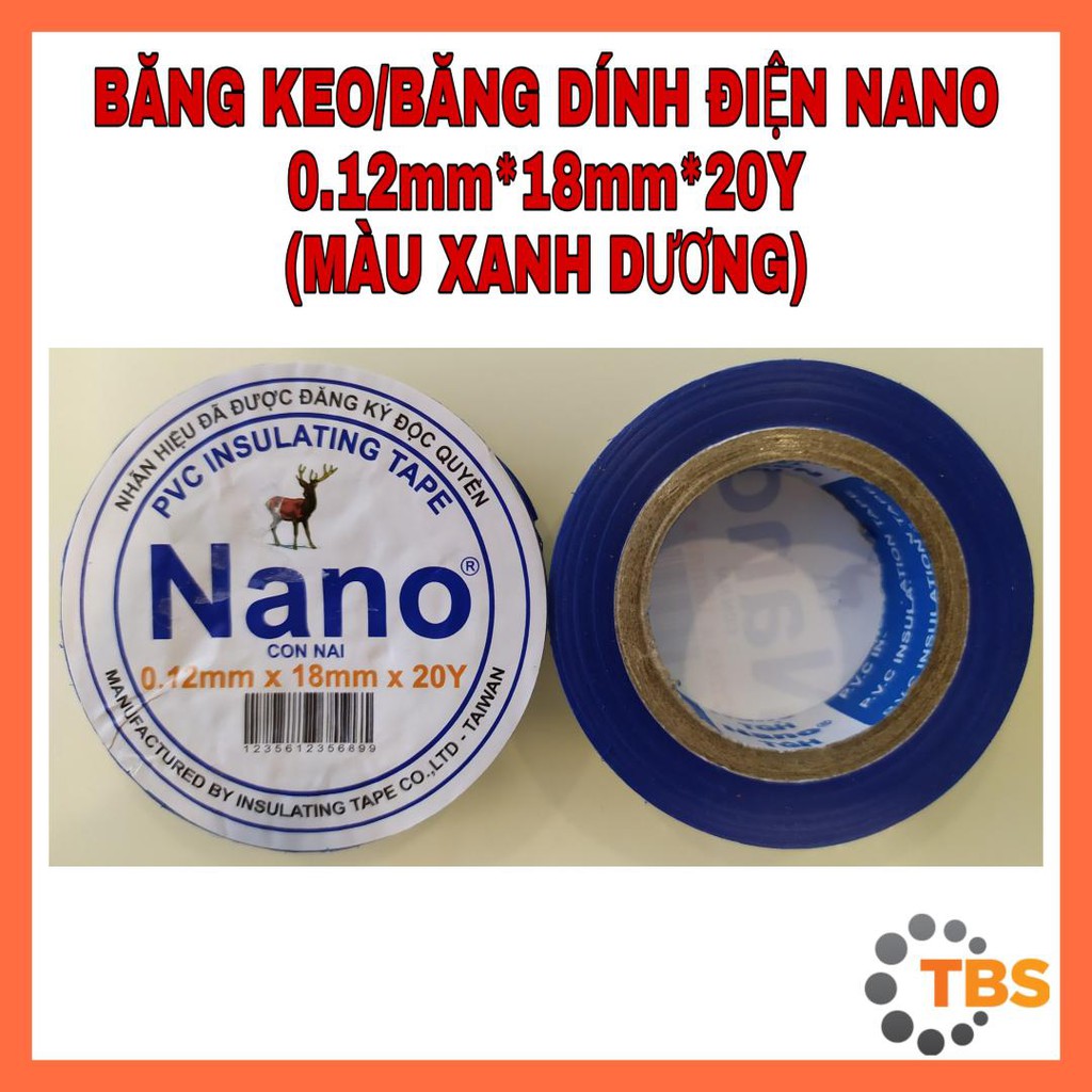 [BĂNG KEO ĐIỆN NANO, MÀU XANH DƯƠNG 20Y] BĂNG KEO ĐIỆN, BĂNG DÍNH ĐIỆN NANO (0.12mm*18mm*20Y) - MÀU XANH DƯƠNG