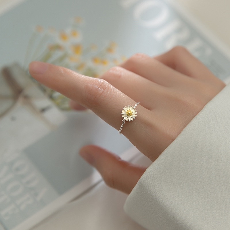 Nhẫn Hoa Cúc Tự Điều Chỉnh Kích Thước Phong Cách Thanh Lịch