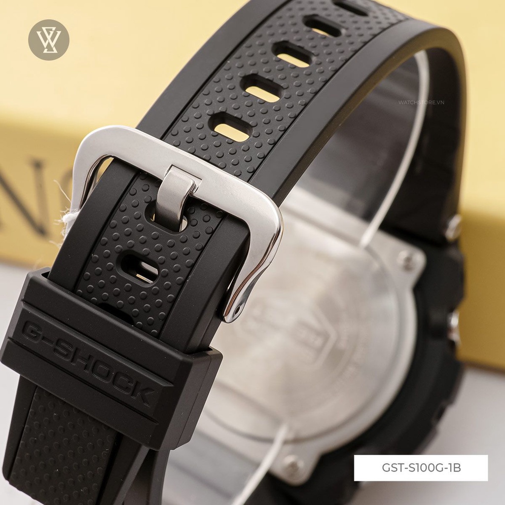 Đồng Hồ Điện Tử Nam Casio WATCHSTORE GST-S100G-1B Mặt Kính Khoáng Tròn 52.4mm, Dây Nhựa Đen Phong Cách Thể Thao