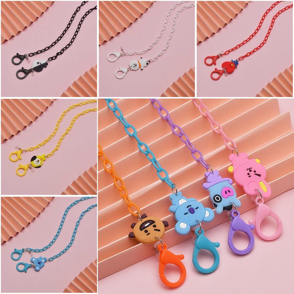 [Hàng mới về] Dây xích đeo kính chống trượt gắn hình BT21 bằng acrylic hợp thời trang cho nữ