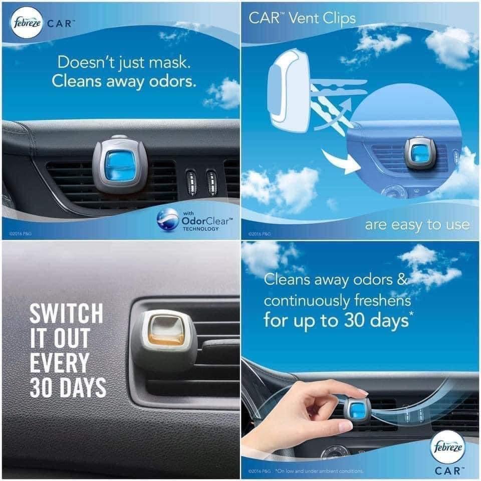 Set 5 nước hoa xe hơi Febreze Car của Mỹ giảm nguy cơ say xe hương thơm dịu nhẹ không hắc - EDS Hàng Mỹ