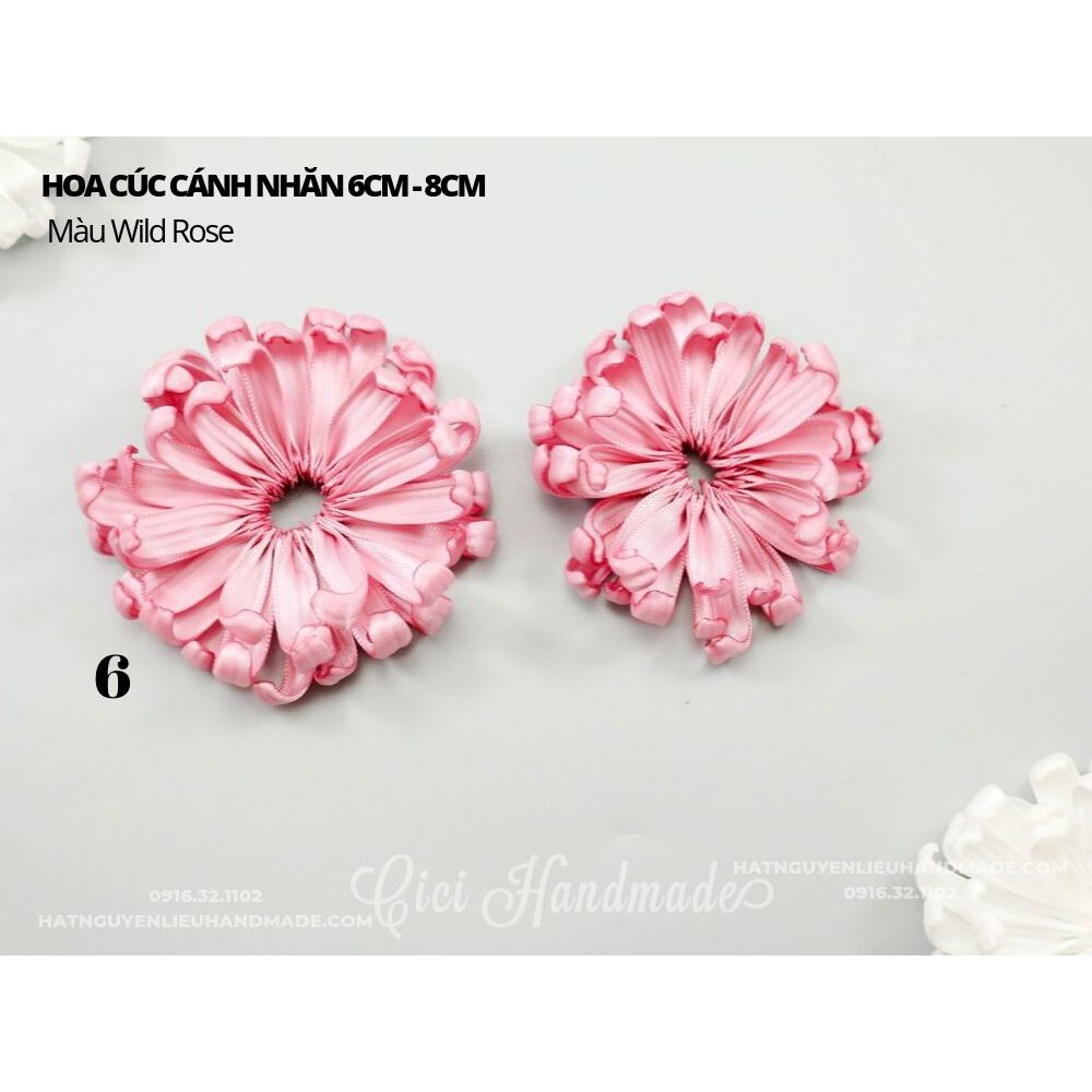 Hoa cúc lụa cánh nhăn làm đồ phụ kiện đính váy áo Cici Handmade