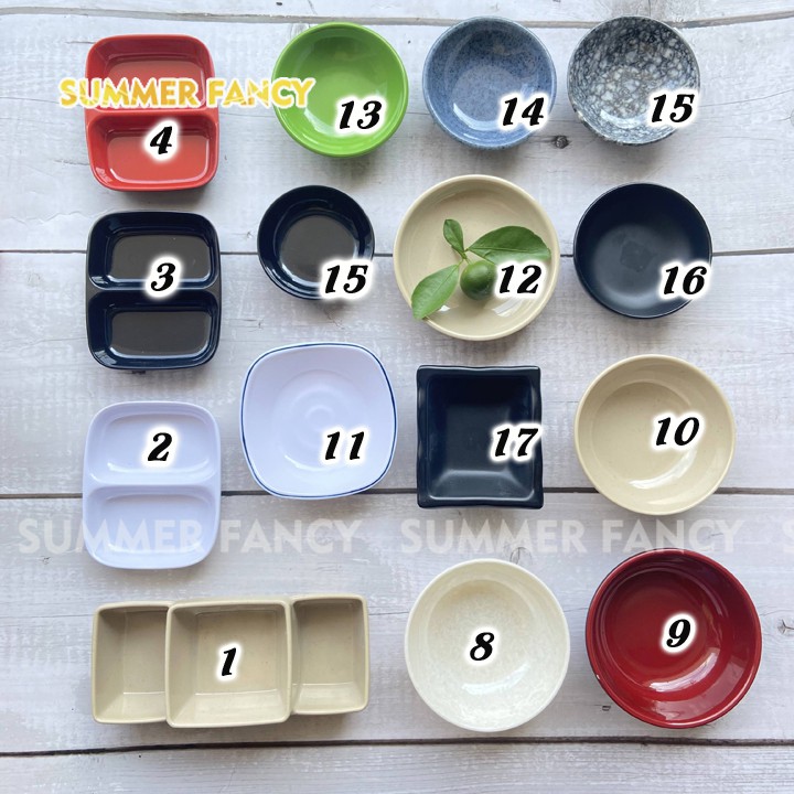 Chén chấm nhiều kiểu, chén gia vị melamine