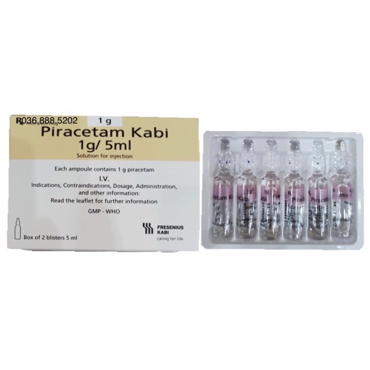Piracetam 1g hộp 12 ống