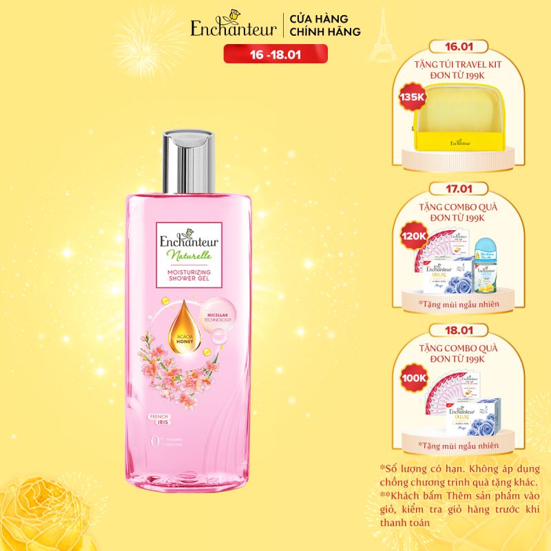 Sữa tắm dưỡng da Enchanteur Naturelle hương hoa Lavender/ Iris 260gr/Chai