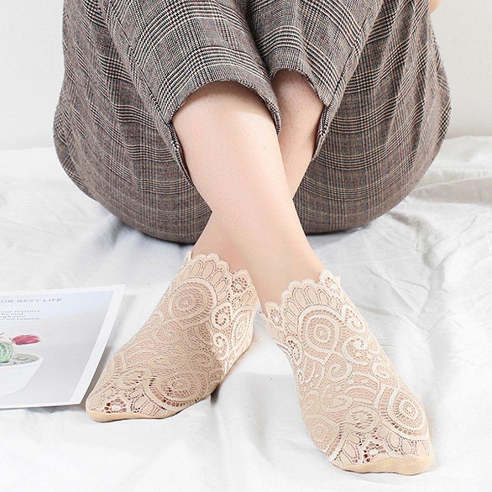 AROMA Vớ Thuyền Màu Trơn Phối Ren Lỗ Thoáng Khí Thời Trang Cho Nữ