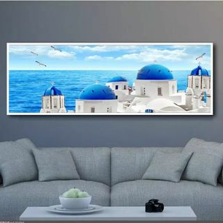 Tranh in canvas phong cảnh biển Thiên đường 40x120 kèm khung