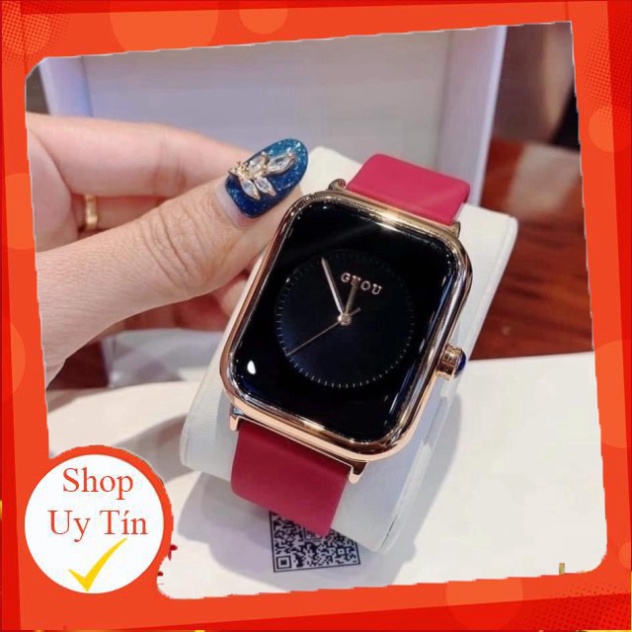 Đồng hồ nữ  mặt chữ nhật G.u.o.u dây da siêu xinh , da siêu mêm , siêu bền hợp thời trang - donghoket - GCNN-ketstore