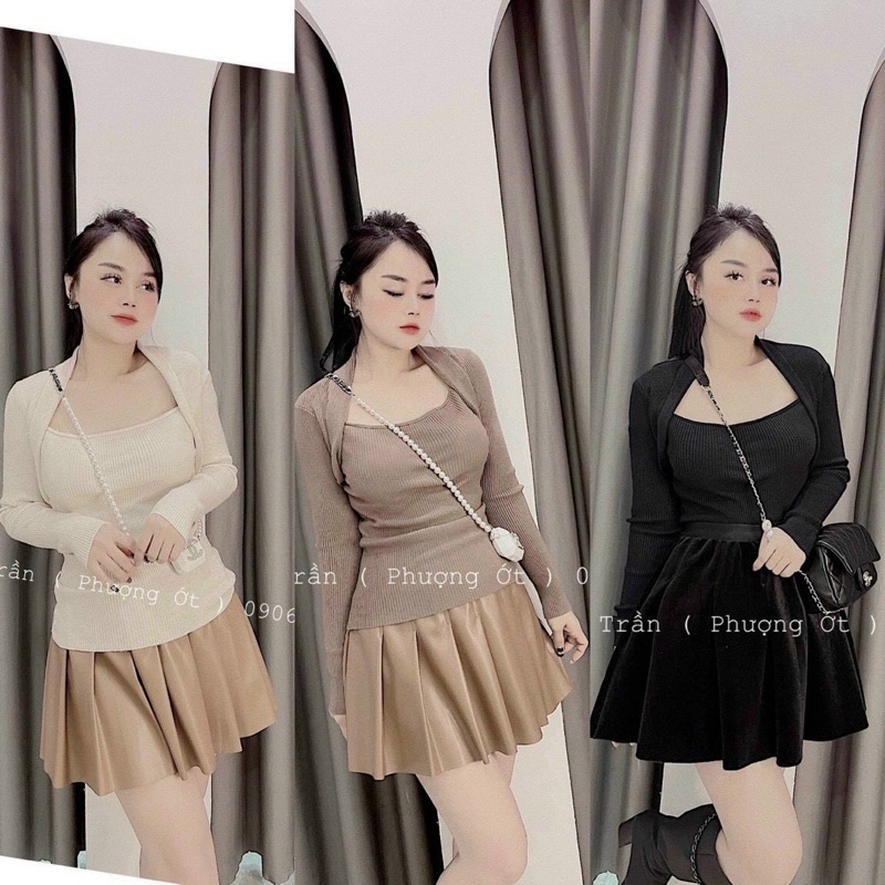 Áo len tâm cổ vuông Bigsize TP 55-85kg hình thật chất len dệt bao chuẩn