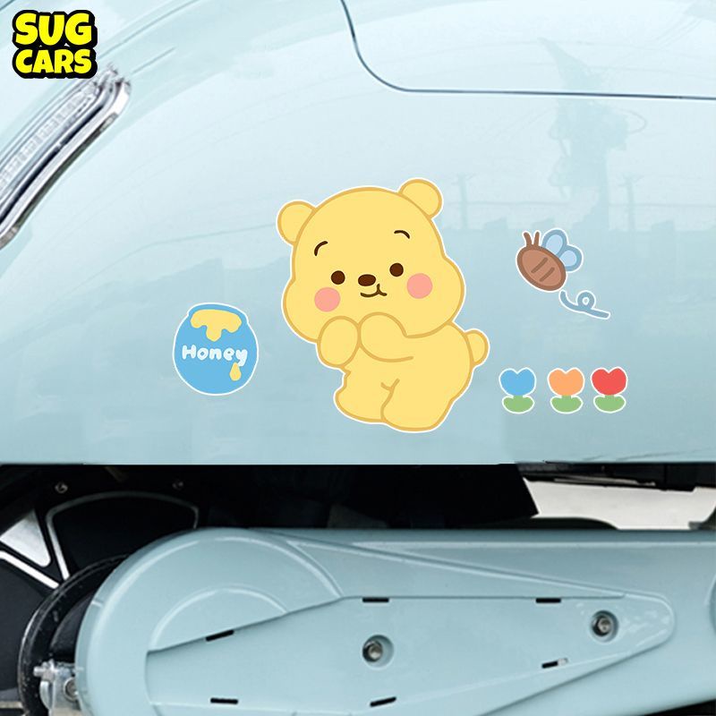 Miếng Dán Trang Trí Mũ Bảo Hiểm Xe Hơi Hình Gấu Pooh Dễ Thương Chống Thấm Nước Chống Nắng