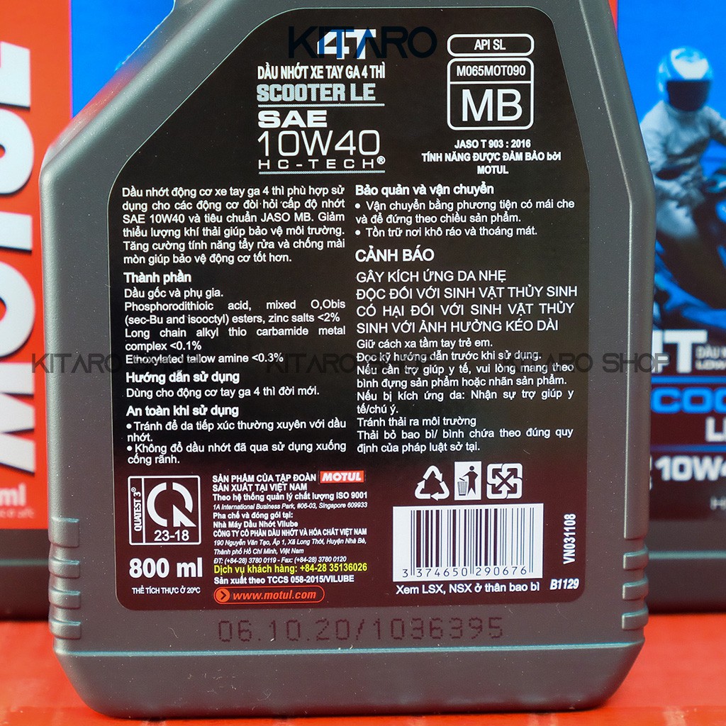 Nhớt Xe Tay Ga Motul Scooter Le 4T 10w40 800ml