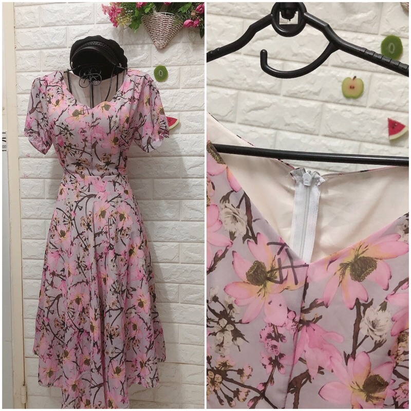 Đầm voan hoa đầm hoa xinh 60 kg