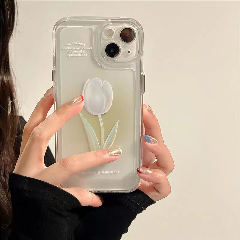 Ốp Điện Thoại Silicon Dày Chống Sốc Hình Hoa tulip Cho iPhone 13 12 11 Pro Xs Max X Xr iPhone 6s 7 8 Plus SE