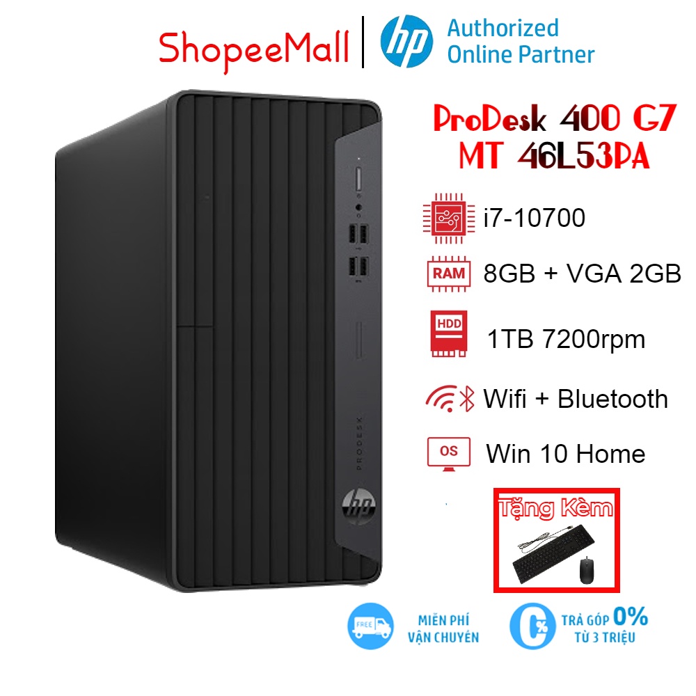 Máy tính để bàn PC HP Prodesk 400 G7 MT 46L53PA I7-10700| 8GB| 1TB| VGA 2GB| Win10