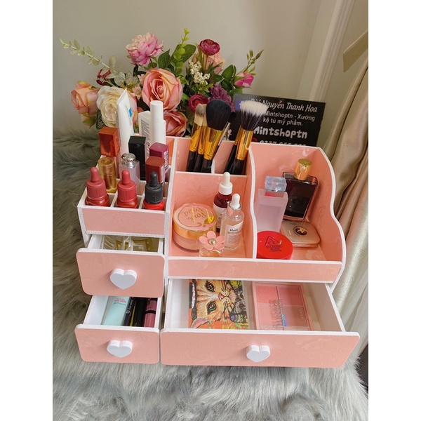 Kệ đựng mỹ phẩm đa năng max 35cm có khay son và 3 ngăn kéo chống bụi đồ trang điểm,kệ mĩ phẩm