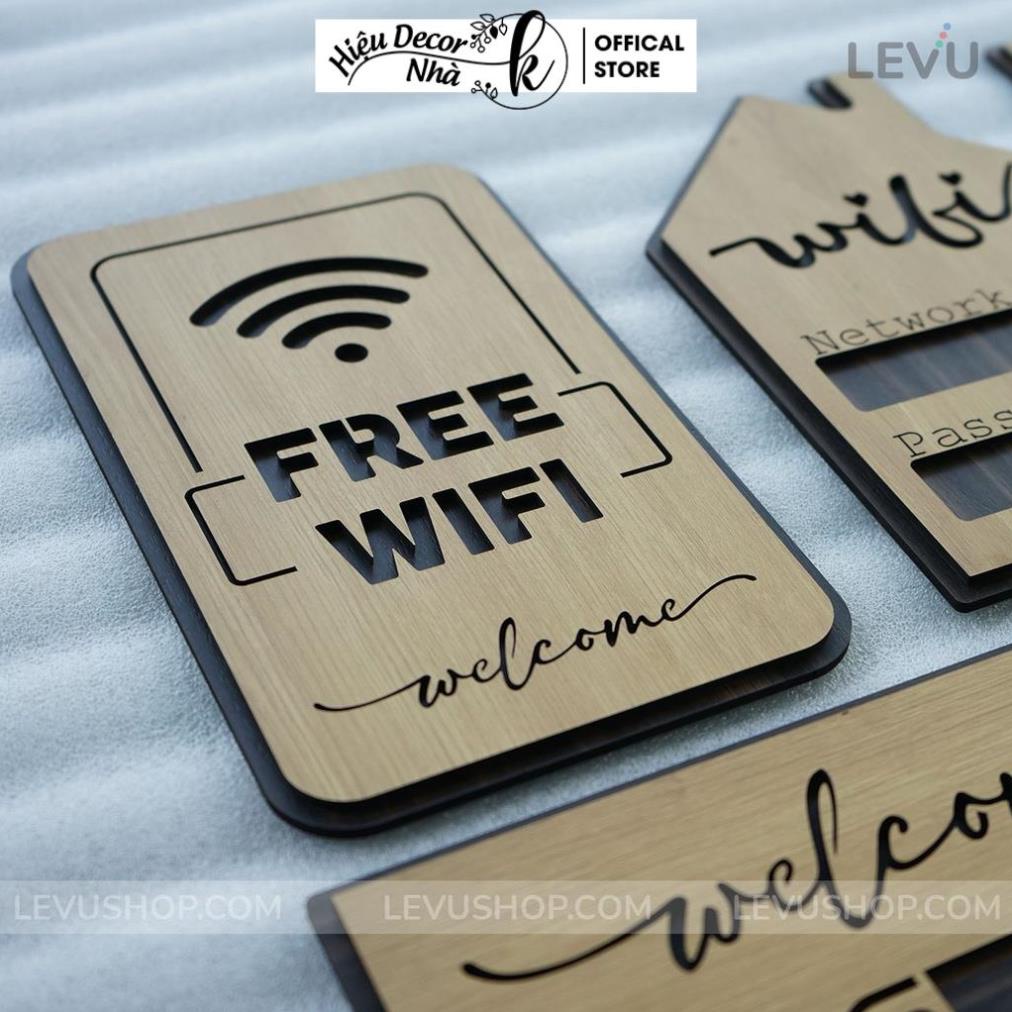 Bảng gỗ decor vintage thông tin wifi trang trí nhà hàng, khách sạn, homestay cao cấp - Hiệu Nhà K