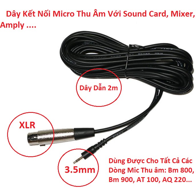 Dây Cắm Micro Thu Âm Canon XLR ra 3.5mm - Dây Cắm Micro Thu Âm Dài 2M Bảo Hành 3 Tháng