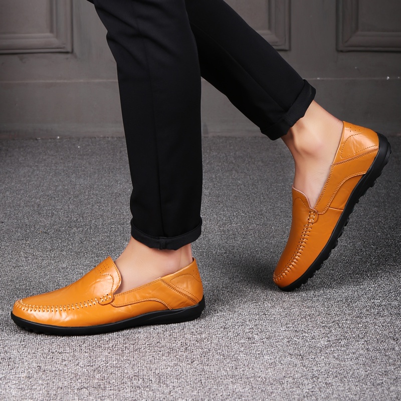 Giày lười da thật cho nam size 37-47 4 màu sắc lựa chọn