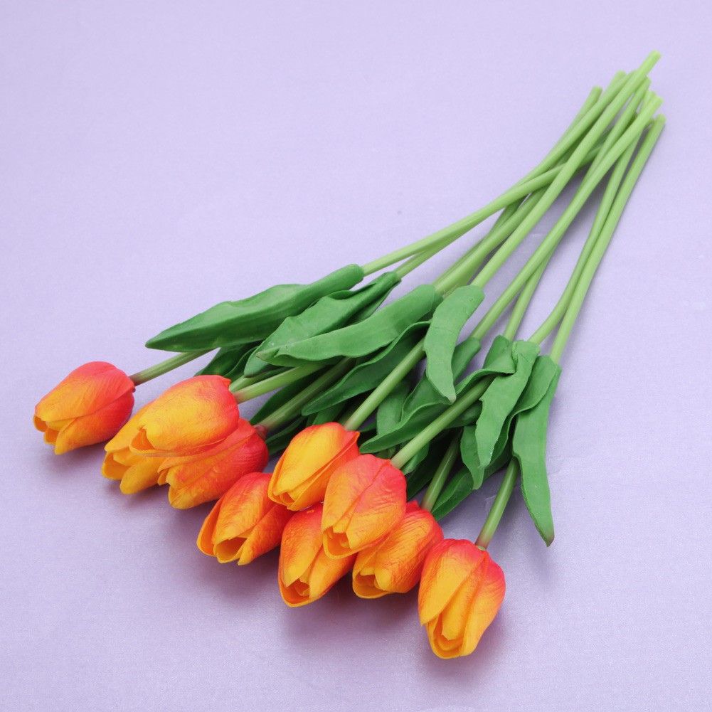 Set 10 nhành hoa tulip bằng da PU dùng trang trí xinh xắn