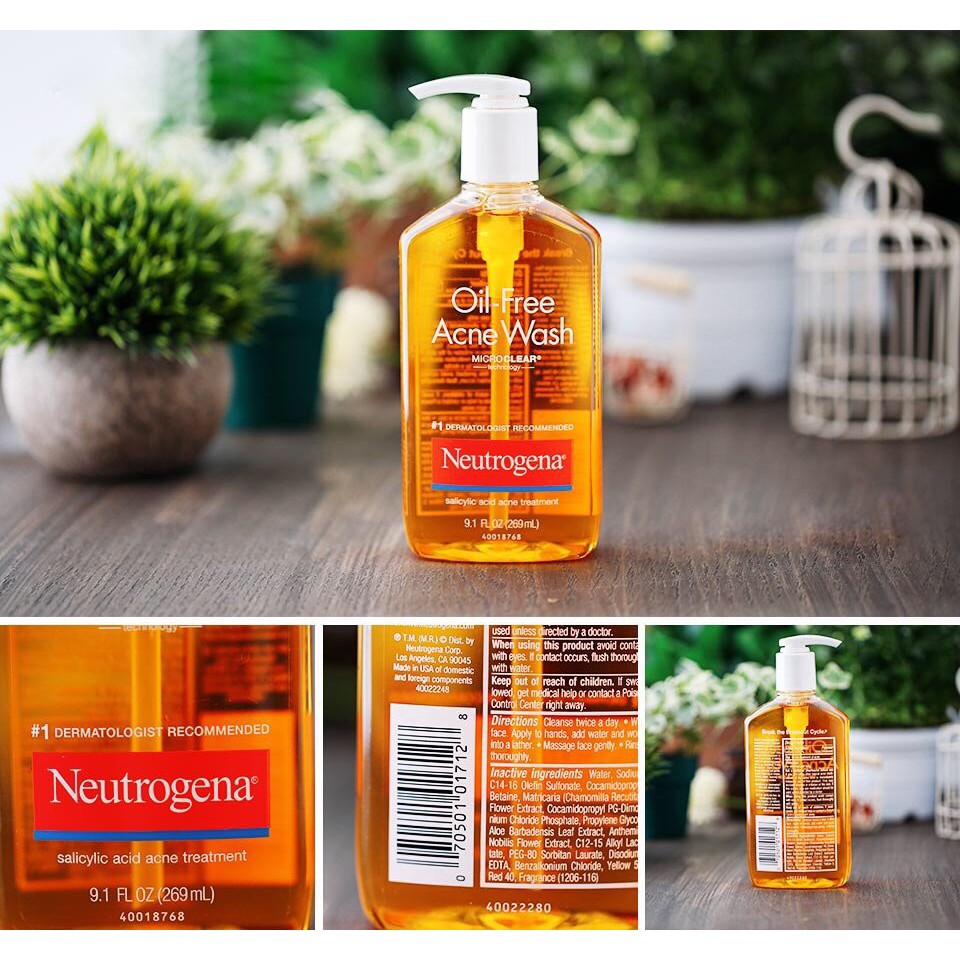 FREESHIP - Gel rửa mặt loại bỏ mụn Neutrogena Oil Free Acne Wash 269ml