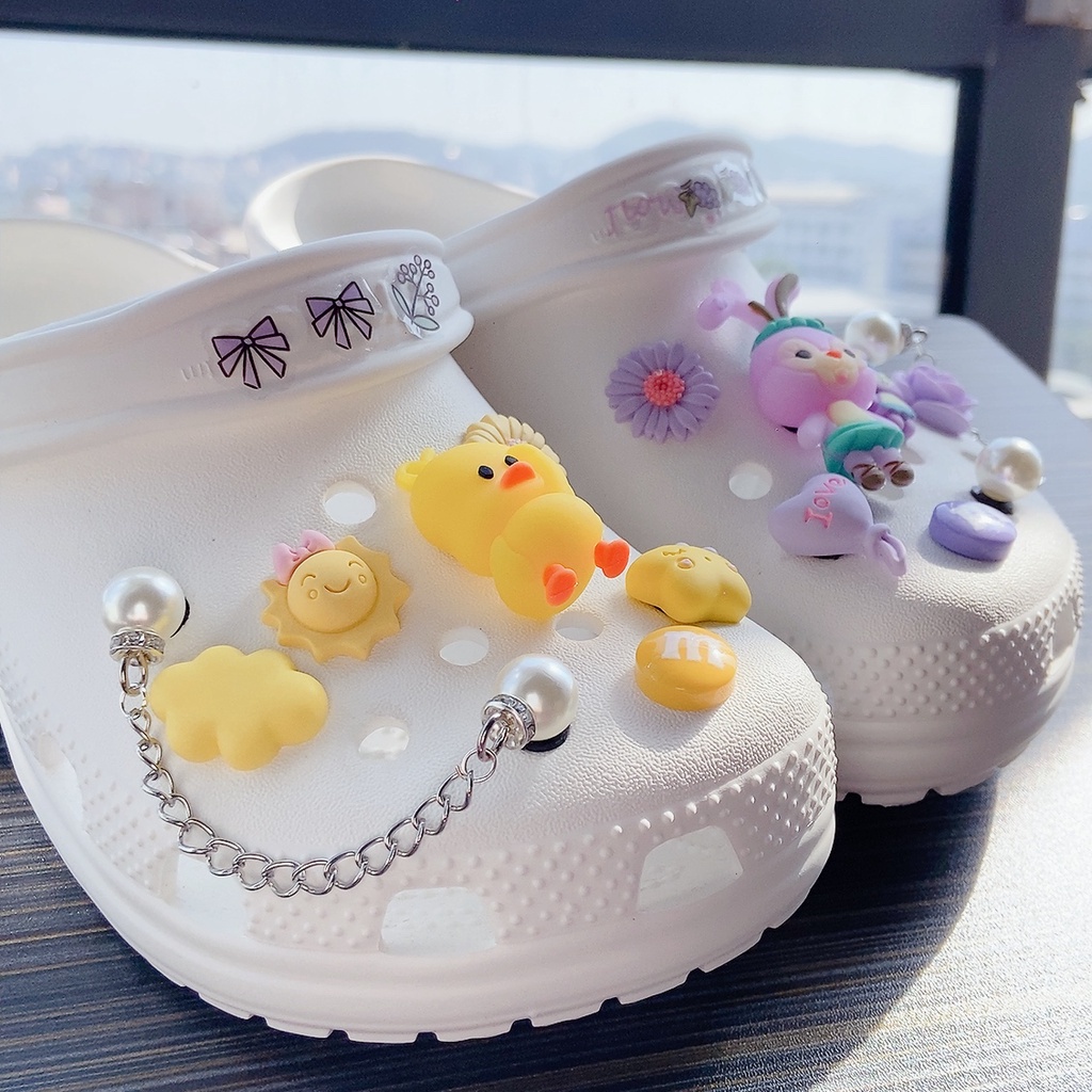 crocs sticker Set 12 Phụ Kiện Nút Giày 2 Dây Chuyên Dụngshoes sticker Accessories Stickers Sandals Shoe Decoration