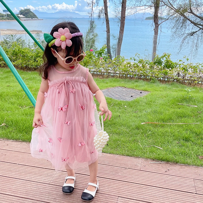 Đầm Xoè Tutu Sát Nách Hoạ Tiết Bướm Dễ Thương Cho Bé