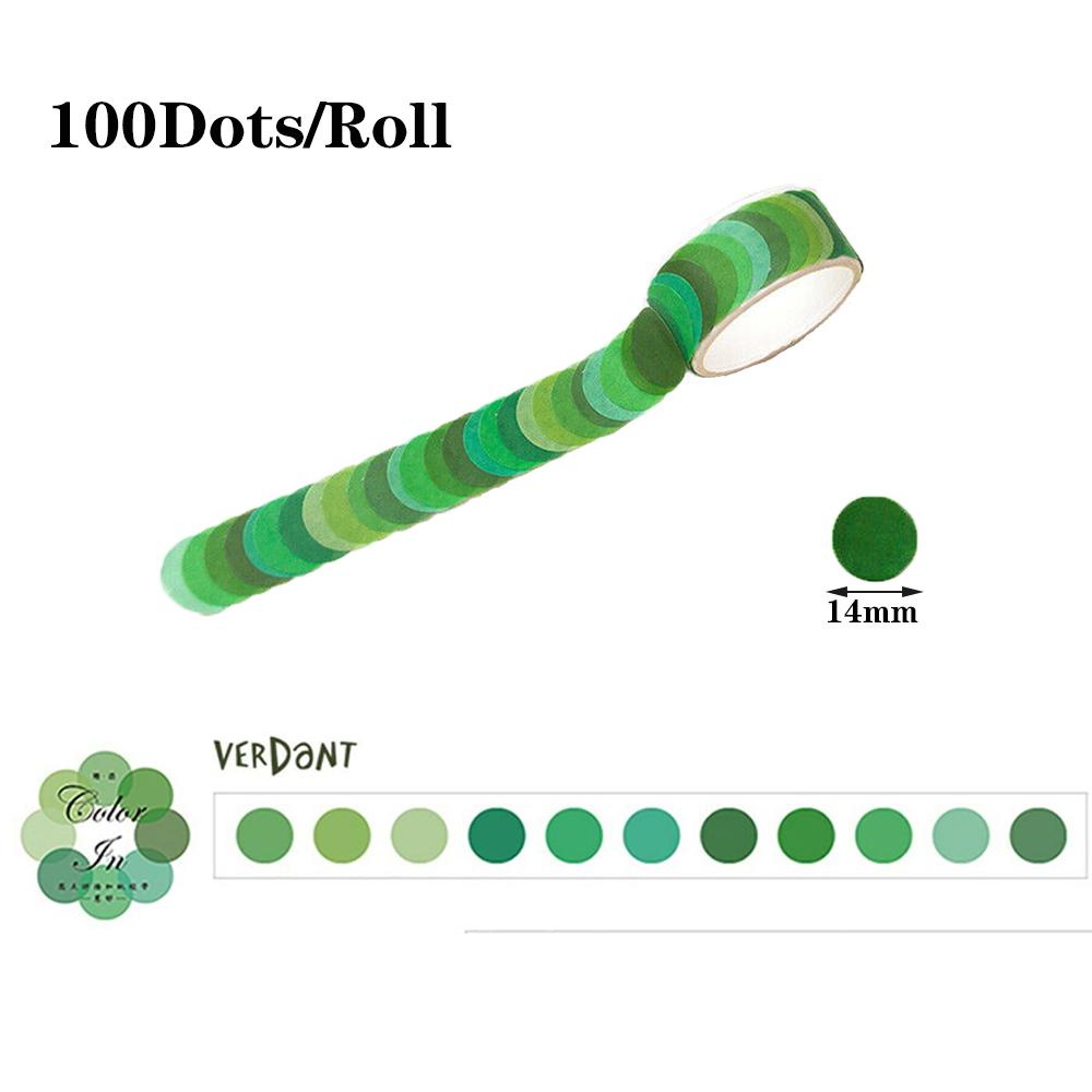 Set 100 Cuộn Băng Dính Washi Hình Tròn Nhiều Màu Trang Trí Sổ Tay Nhật Bản DIY