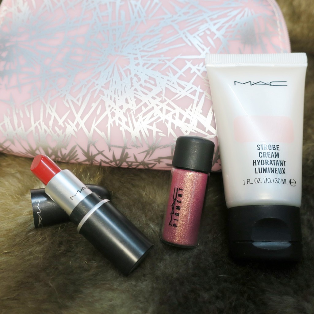 [GIFT SET] Bộ mỹ phẩm MAC 4 món - son + nhũ mắt môi + kem lót trang điểm + ví đựng mỹ phẩm | BigBuy360 - bigbuy360.vn