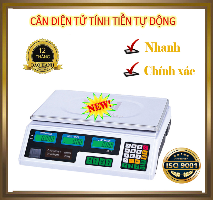 Cân điện tử tính tiền 2 mặt hiển thị - Loại 40kg chất lượng tốt, siêu chuẩn xác, chống nước, bền - Bảo hành 1 đổi 1