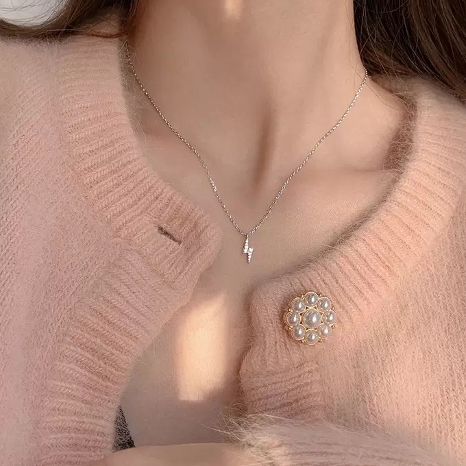 Dây chuyền bạc ý 925 sấm sét đính đá vòng cổ nữ