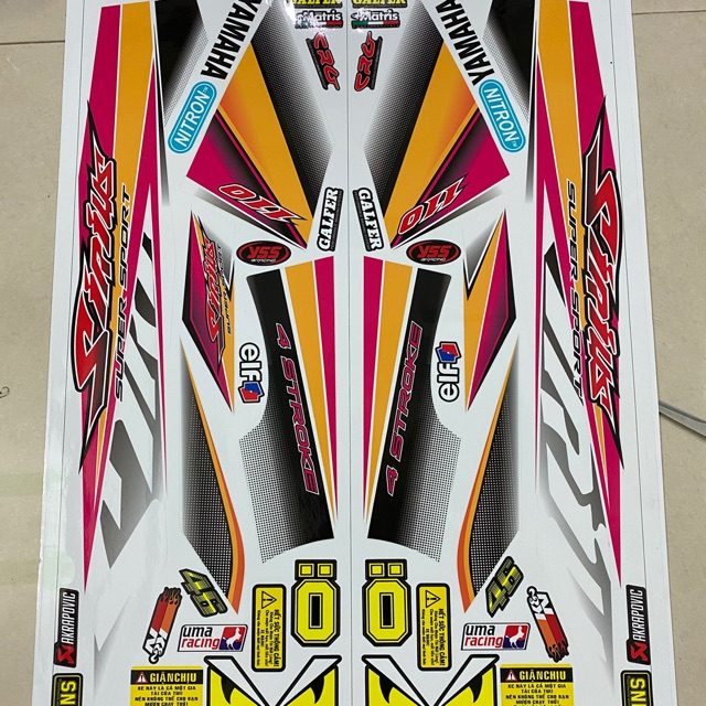 Tem rời Sirius xăng cơ dán xe trắng decal 3 lớp hàng cao cấp