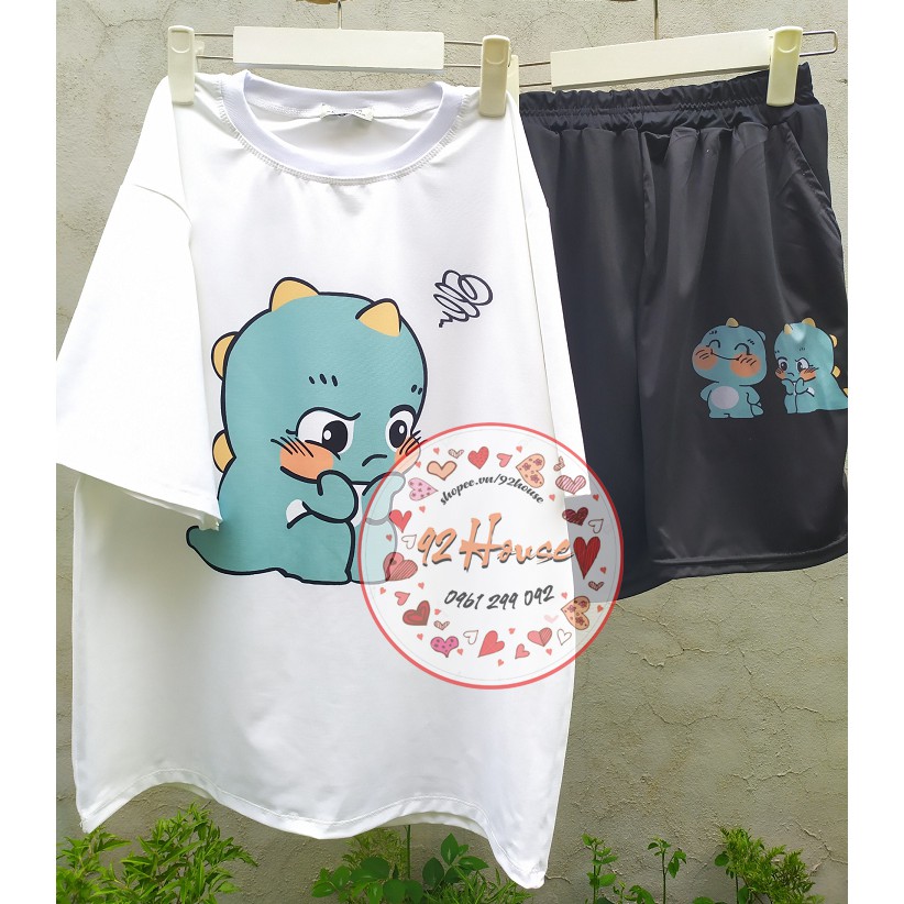 Set đồ bộ hoạt hình unisex couple khủng long / Bộ đồ đôi nam nữ