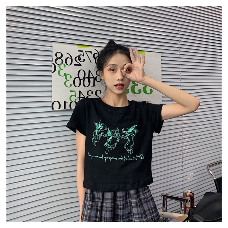 Áo Thun Tay Ngắn Dáng Ôm In Họa Tiết Thời Trang Mùa Hè Phong Cách Hàn Quốc Cho Nữ 271d937