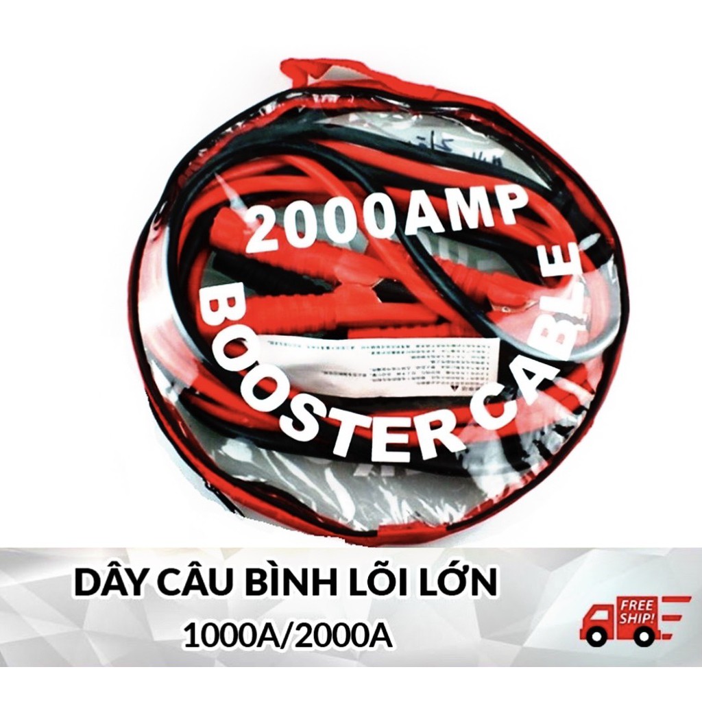 Dây Câu Kích Bình Ắc Quy Cứu Hộ Ô Tô 2000AMP Dài 4 Mét - Dây Sạc Bình Ắc Quy Xe Hơi Lõi Đồng To Tốt