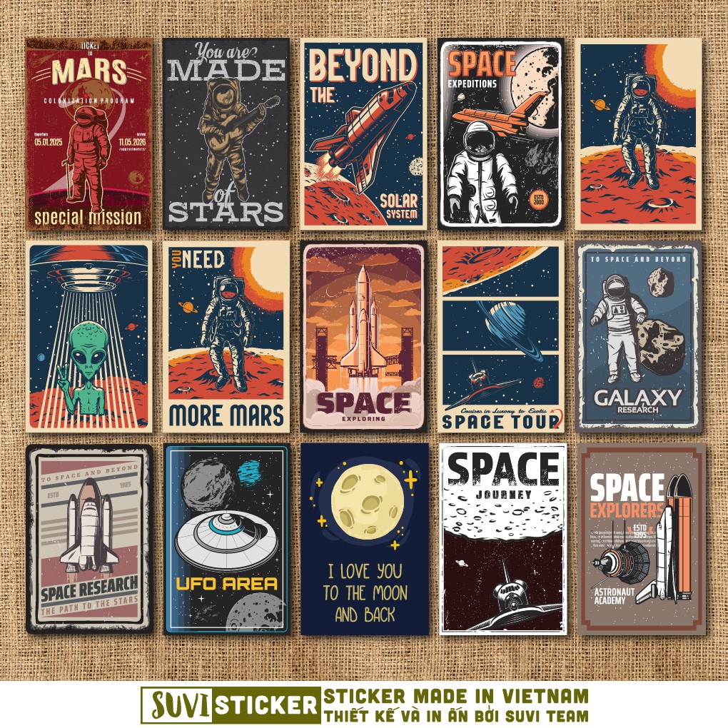 50 Sticker Galaxy Retro chống nước sticker dán laptop, điện thoại, đàn guitar, mũ bảo hiểm, vali. MSP: VR20