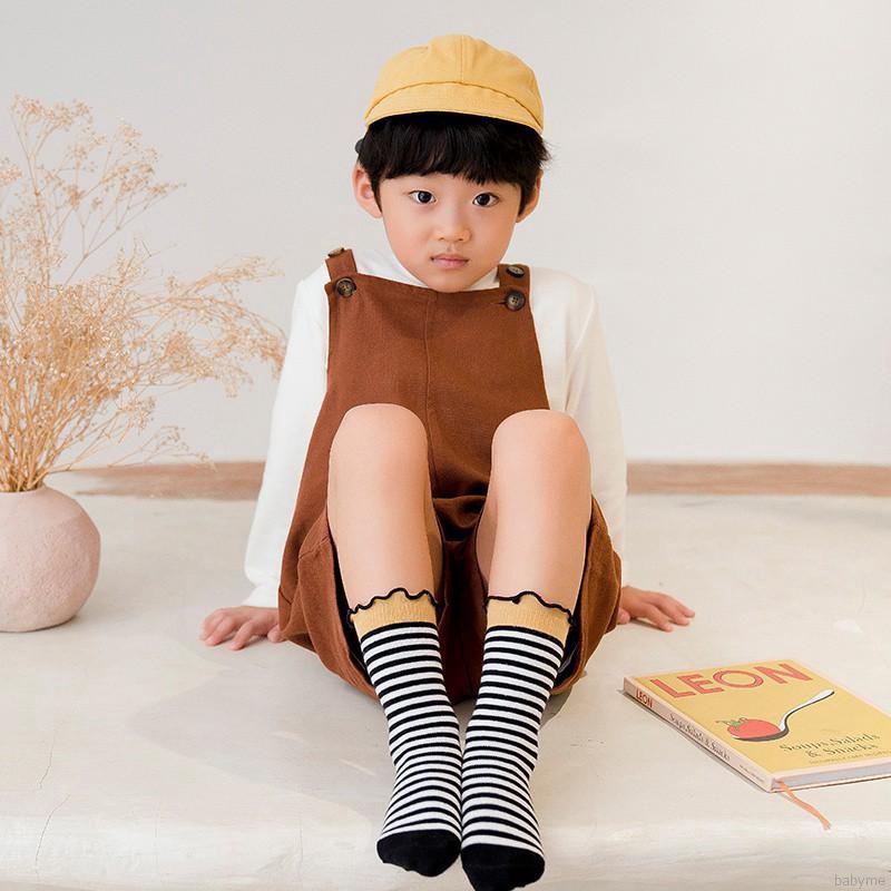 Vớ cotton dài giữ ấm họa tiết kẻ sọc duyên dáng dành cho bé gái