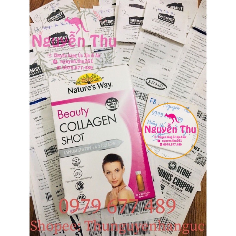 Collagen Beauty Collagen Shot Nature's way- Collagen dạng nước hộp 10 chai (500ml)