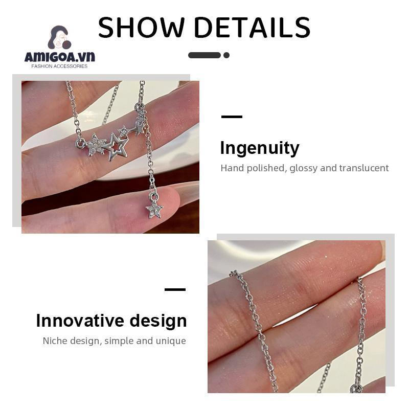 ✨✨Vòng cổ Mạ Bạc 925 Mặt Ngôi Sao Tua Rua Thời Trang Cho Nữ
